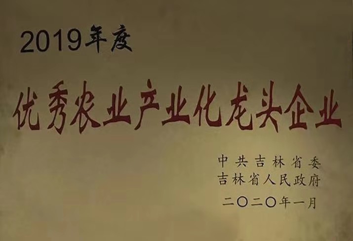 公司被評為2019年度吉林省優(yōu)秀農(nóng)業(yè)產(chǎn)業(yè)化龍頭企業(yè)